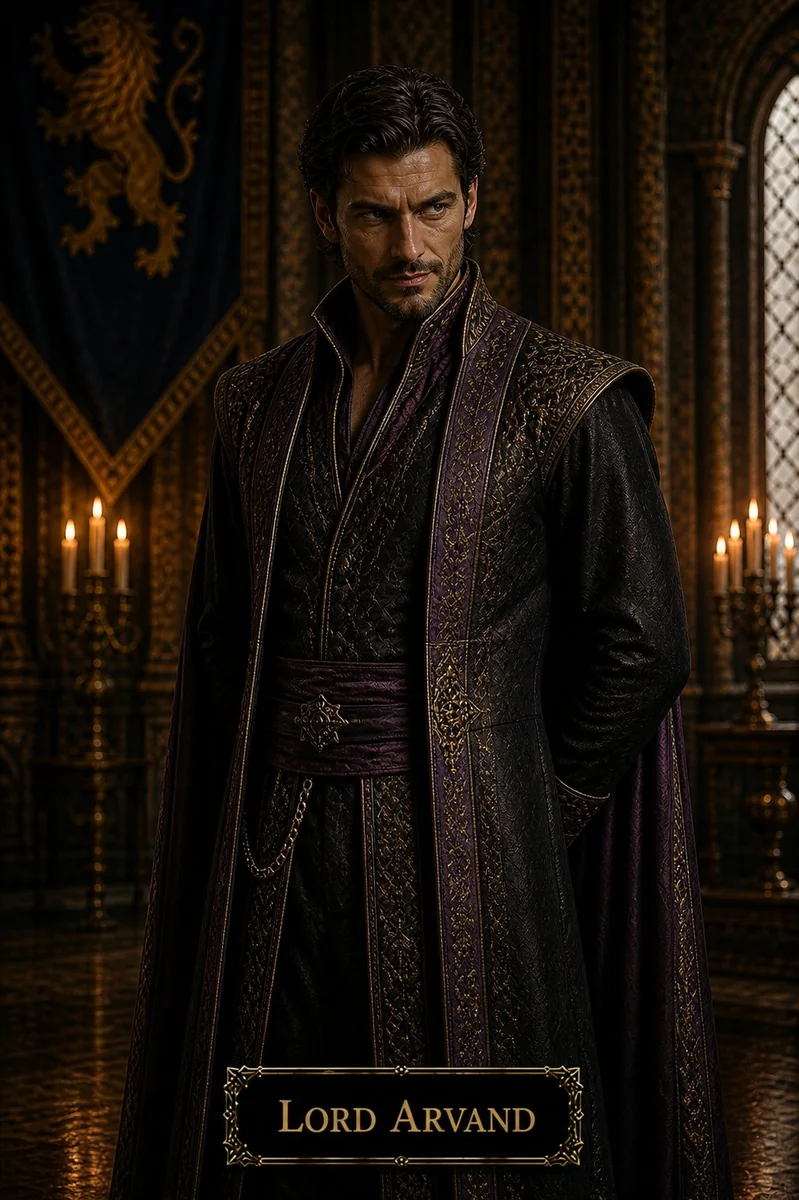 Character reference image of Arvand from The Caldera Throne political war fantasy series