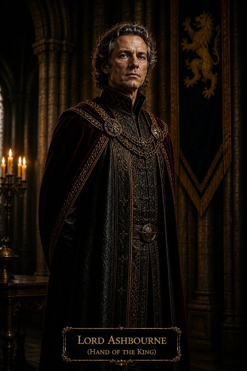 Character reference image of Ashbourne from The Caldera Throne political war fantasy series