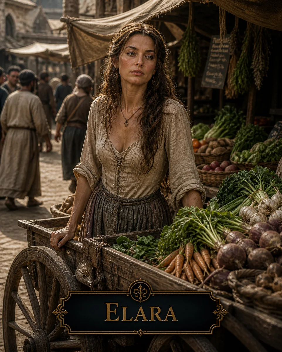 Character illustration of Elara from The Caldera Throne political war fantasy series