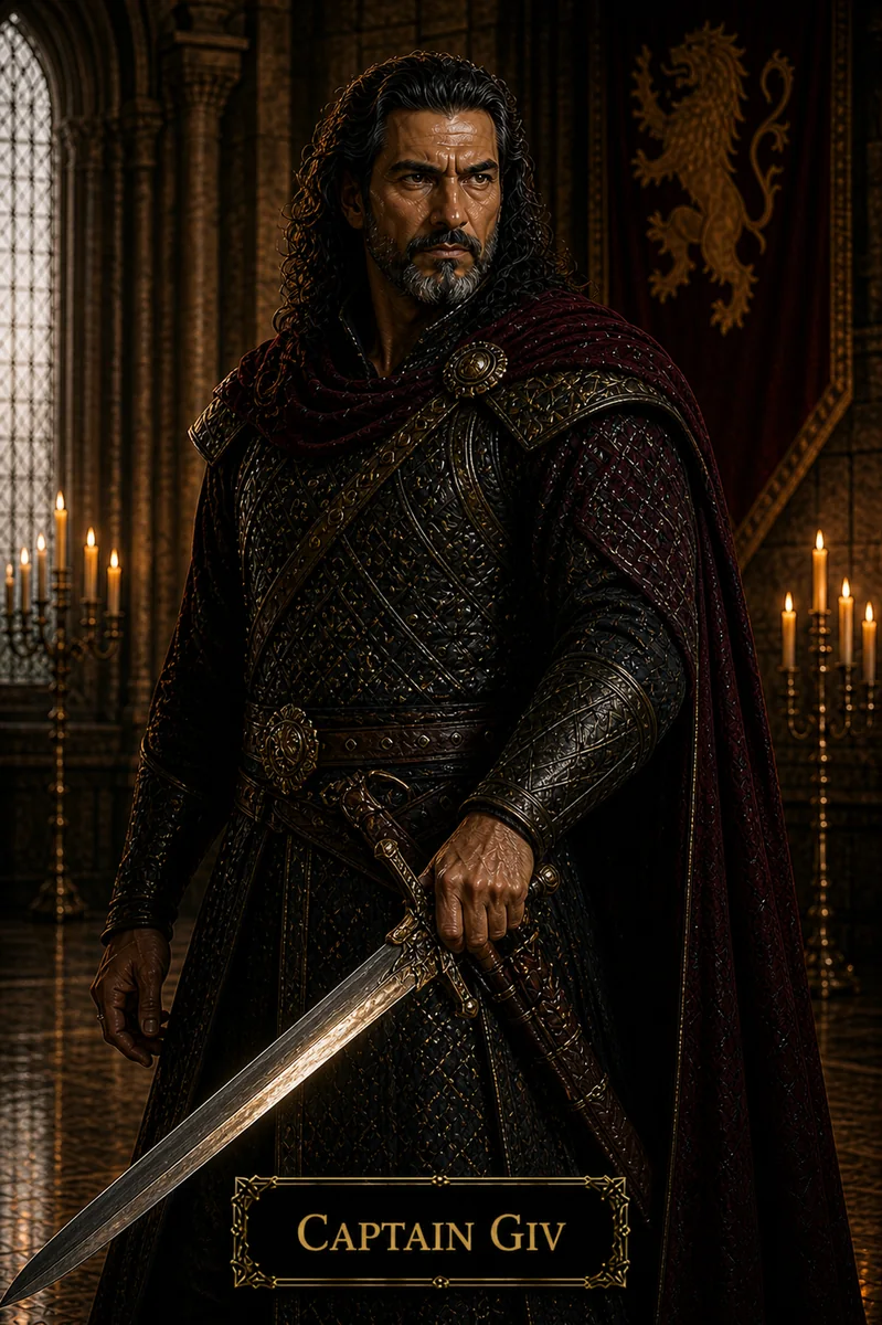 Character reference image of Giv from The Caldera Throne political war fantasy series