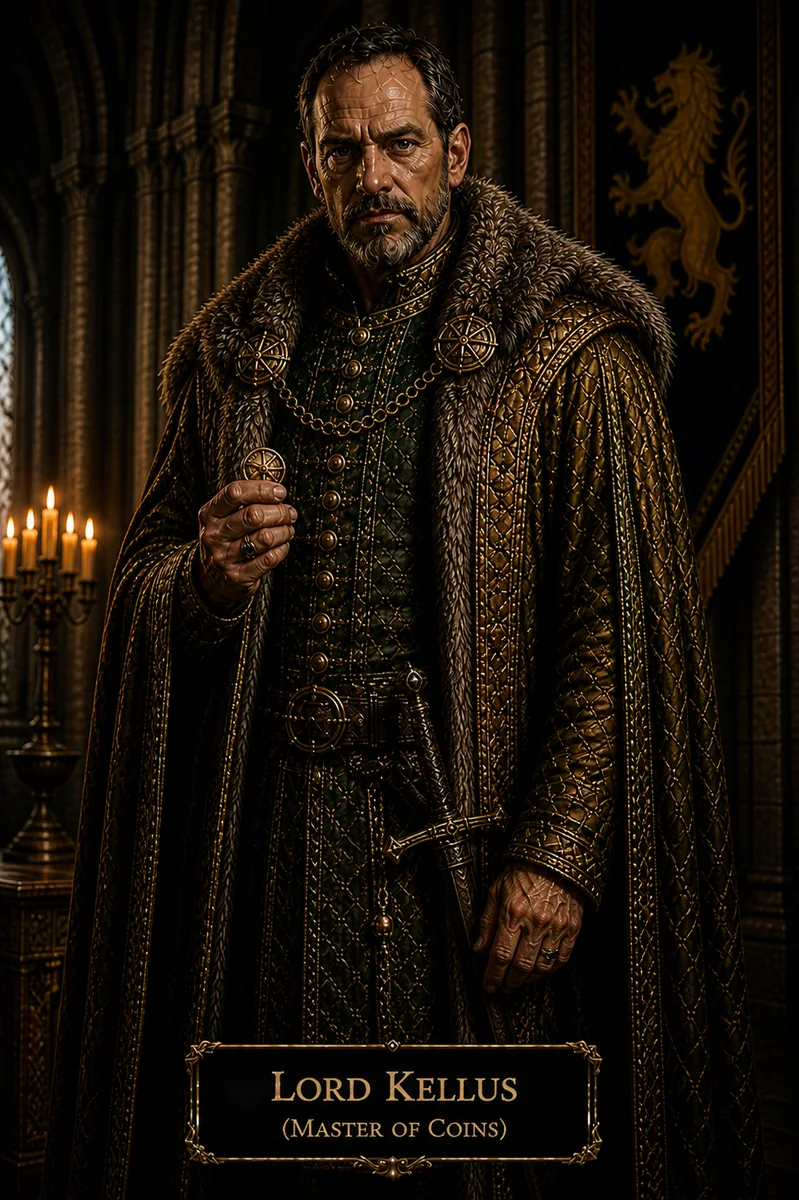 Character reference image of Kellus from The Caldera Throne political war fantasy series
