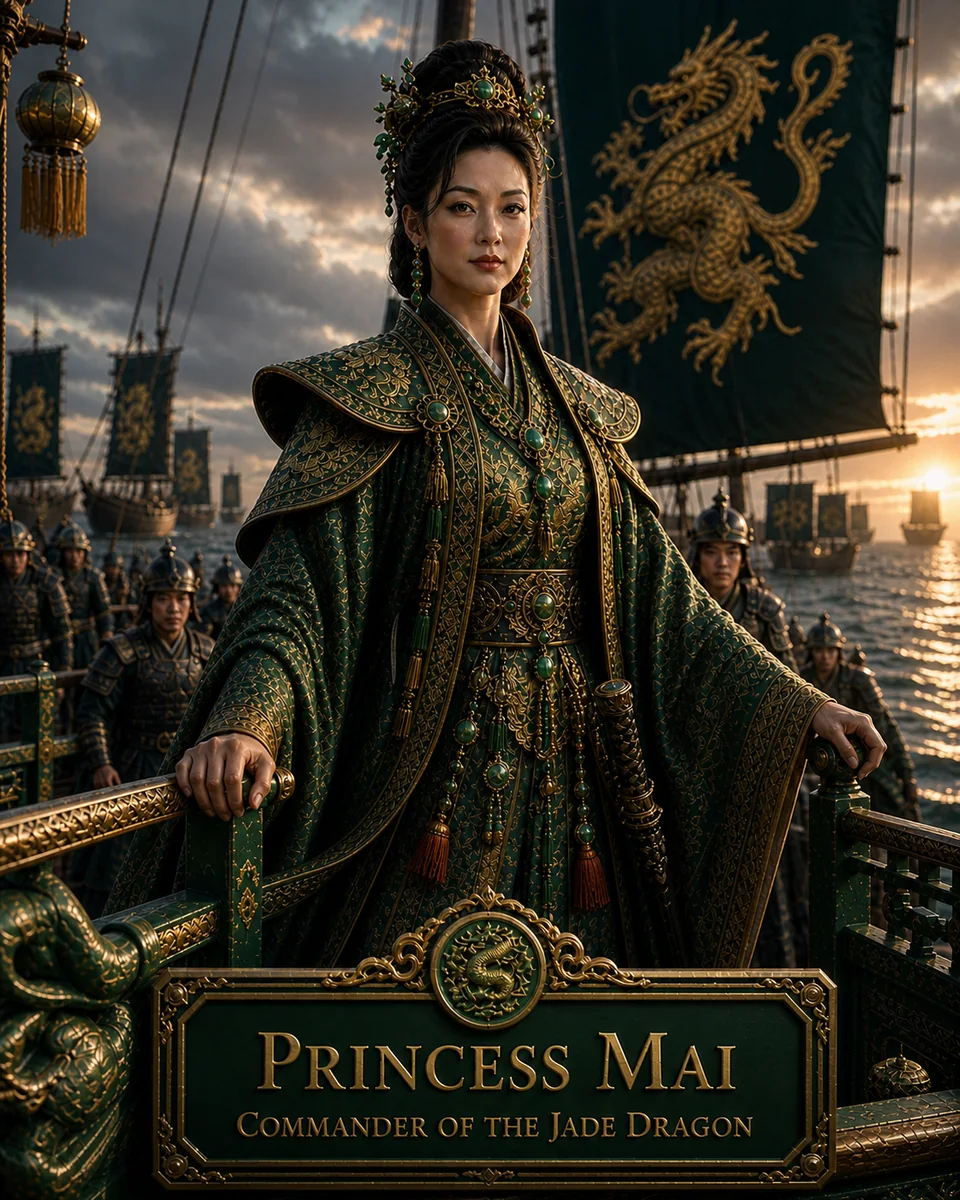 Character illustration of Mai from The Caldera Throne political war fantasy series
