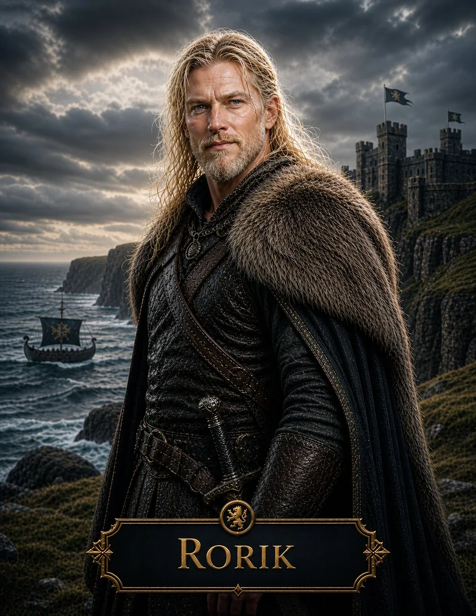 Character illustration of Rorik from The Caldera Throne political war fantasy series