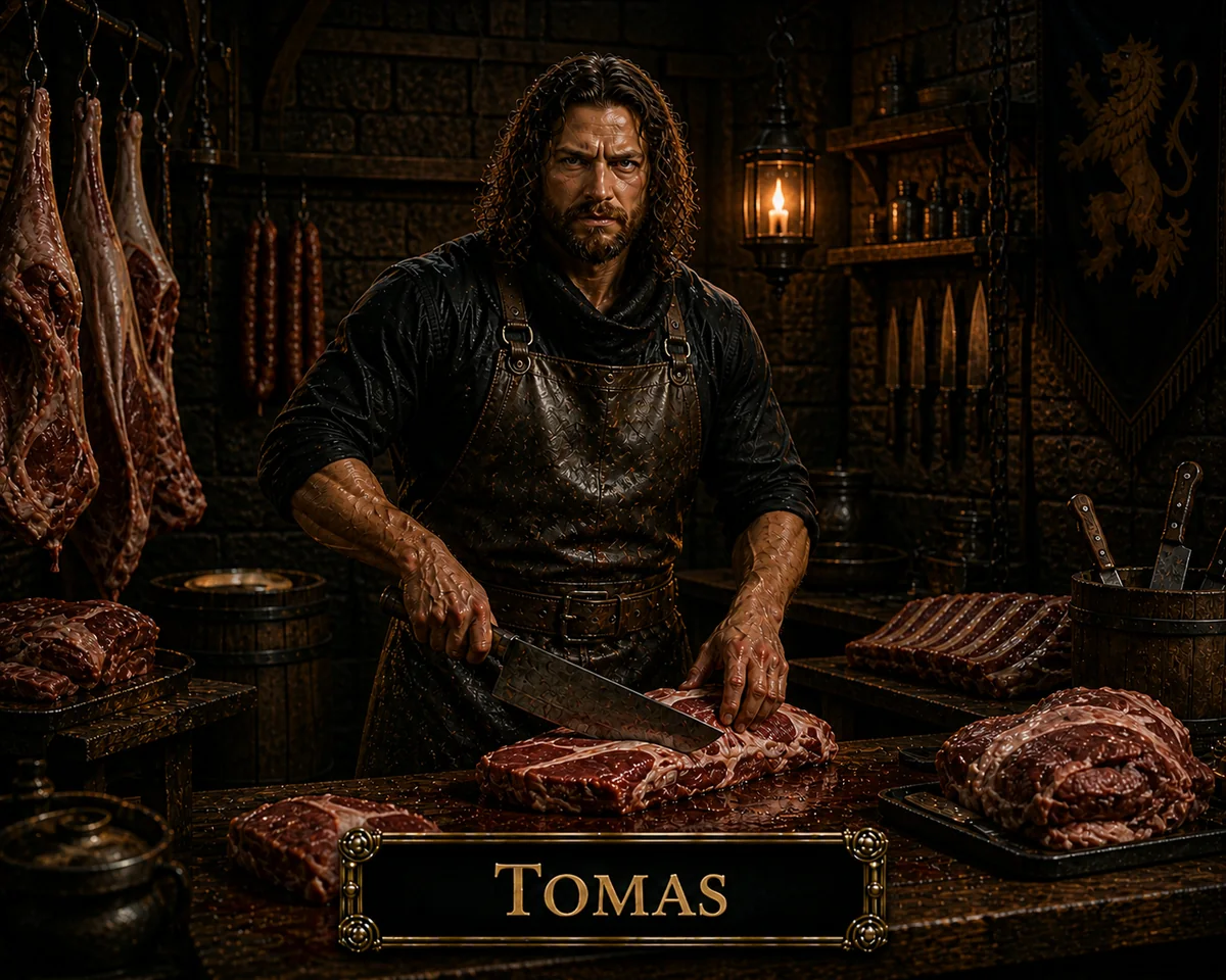 Character illustration of Tomas from The Caldera Throne political war fantasy series
