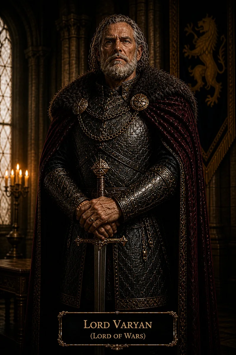 Character reference image of Varyn Ironfist from The Caldera Throne political war fantasy series